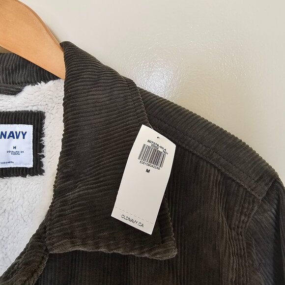 Old Navy Corduroy Sherpa Jacket Olive Green - Picture 4 of 4